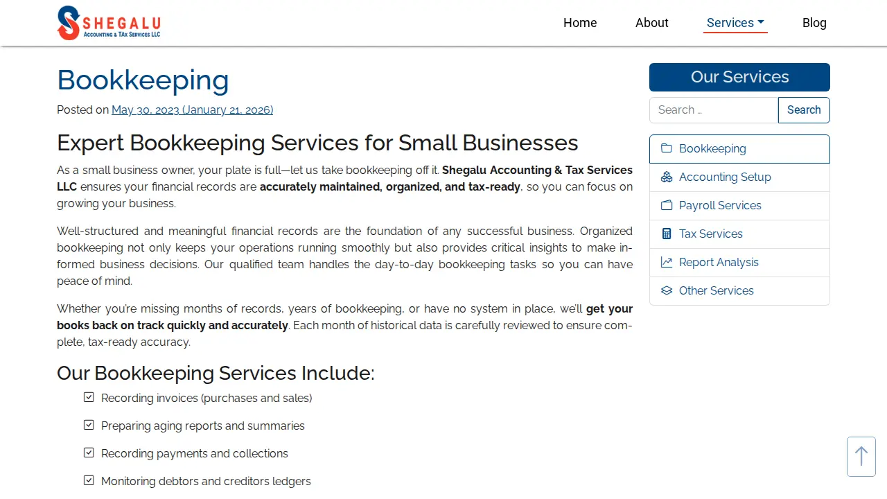 Shegalu Accounting & Tax Services LLC page