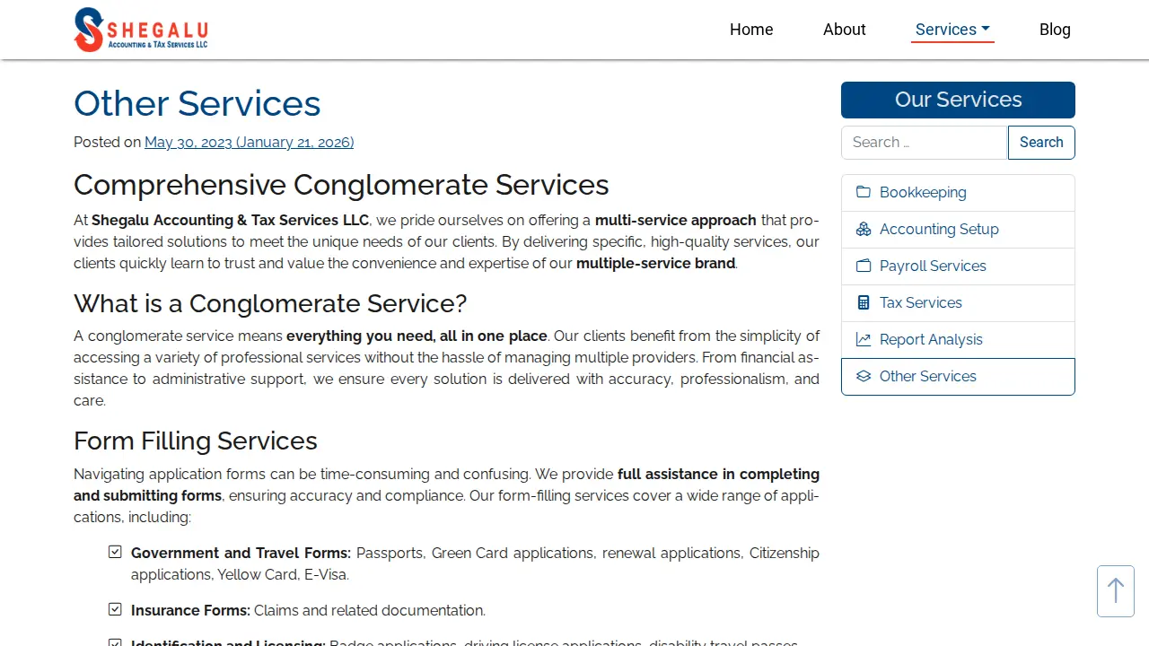 Shegalu Accounting & Tax Services LLC page