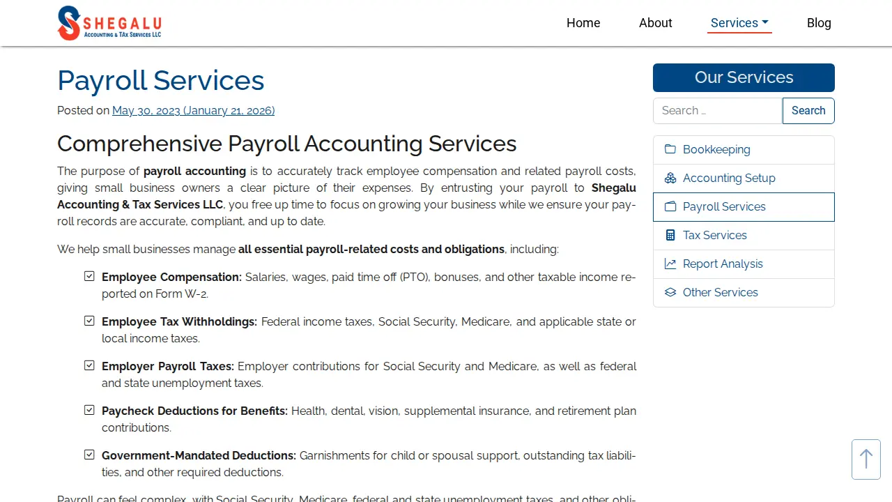 Shegalu Accounting & Tax Services LLC page