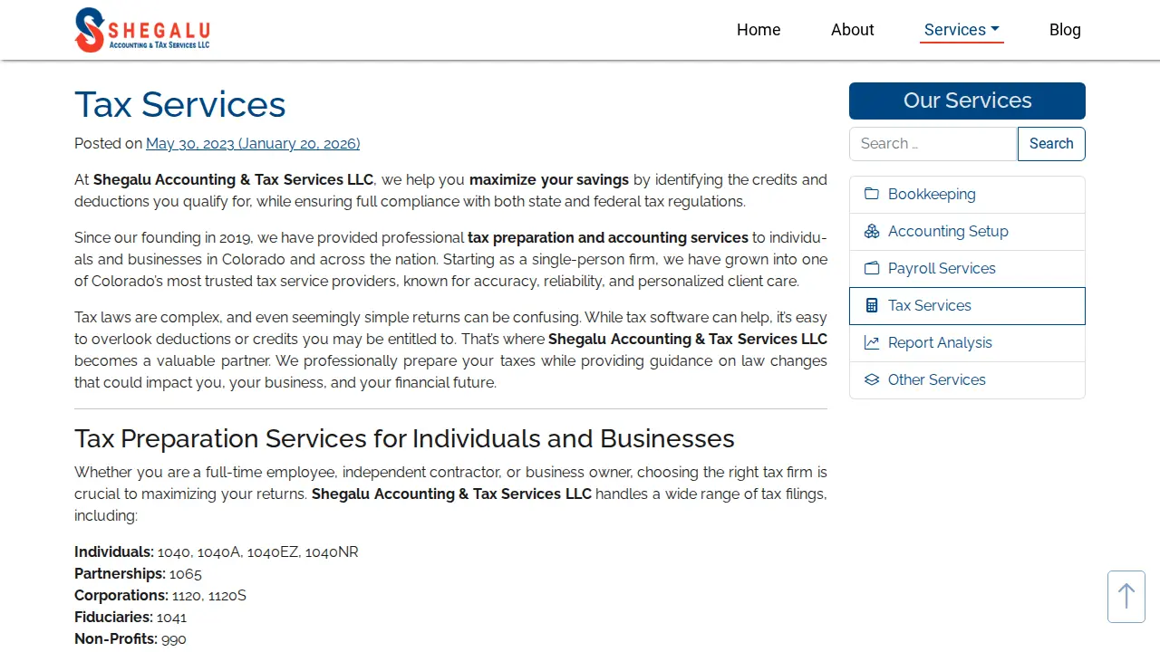 Shegalu Accounting & Tax Services LLC page