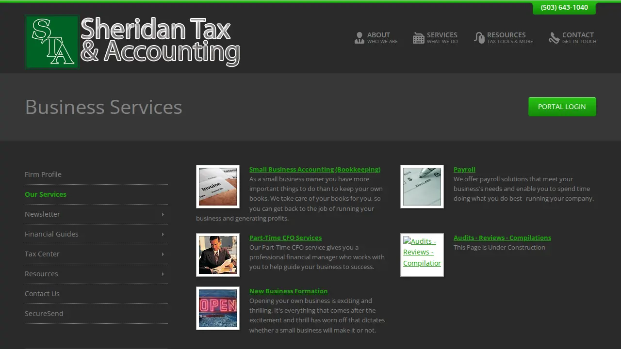 Sheridan Tax & Accounting page