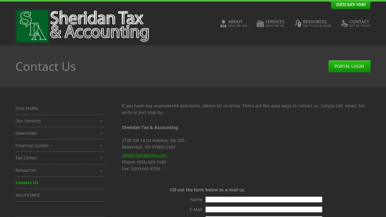 Sheridan Tax & Accounting page