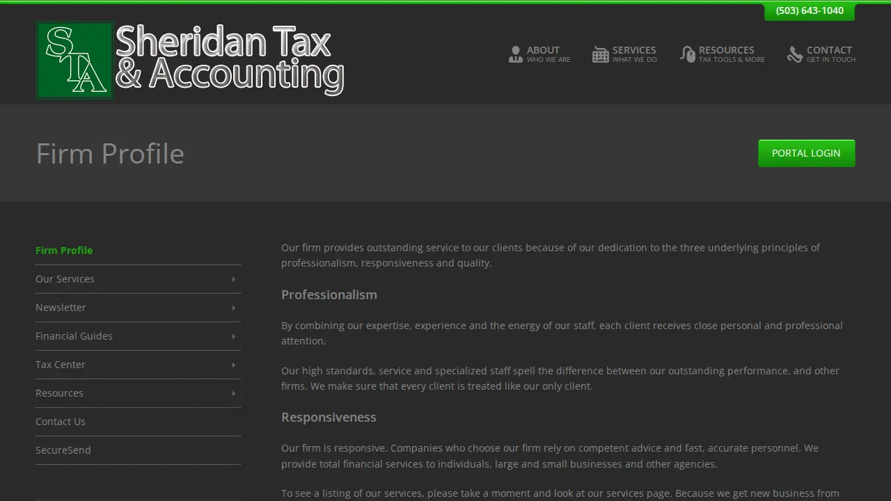 Sheridan Tax & Accounting page