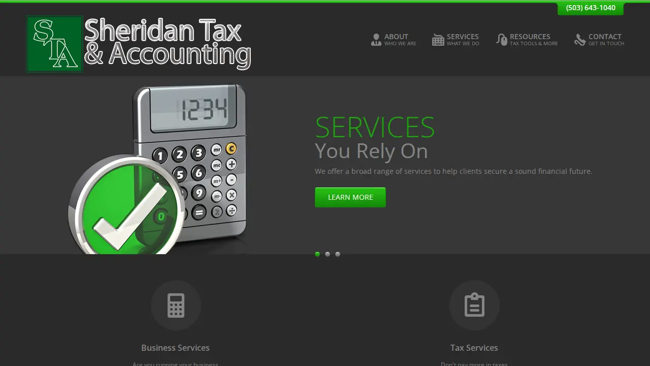 Sheridan Tax & Accounting page