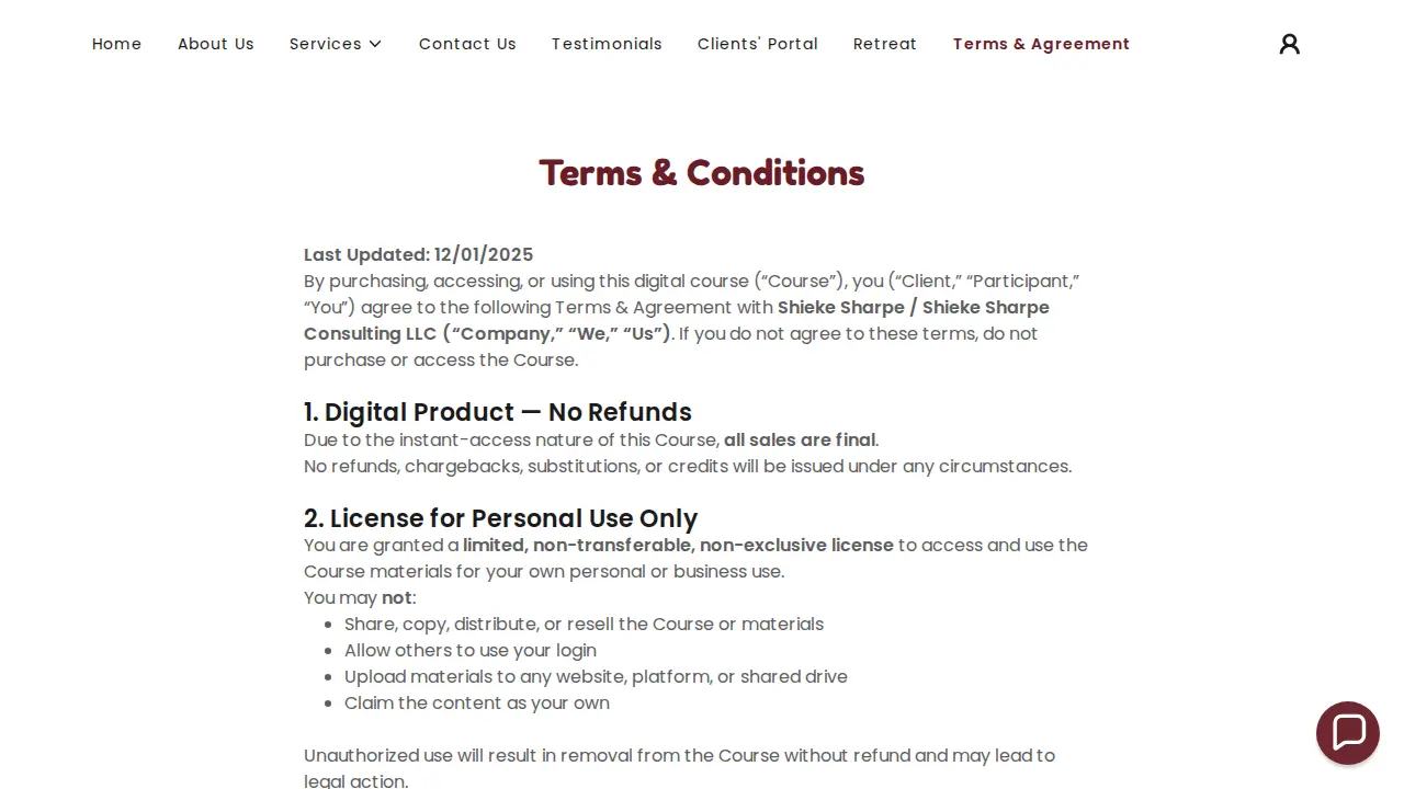 Shieke Sharpe Consulting page