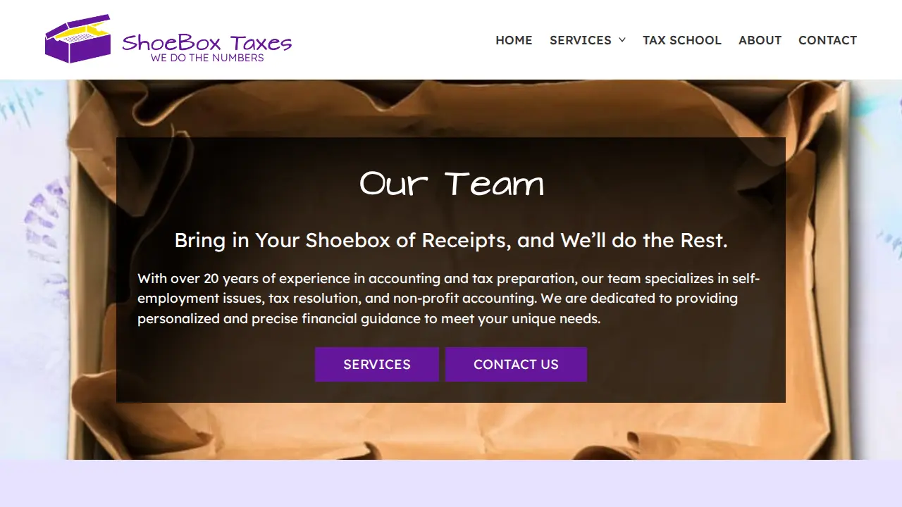 ShoeBox Taxes page