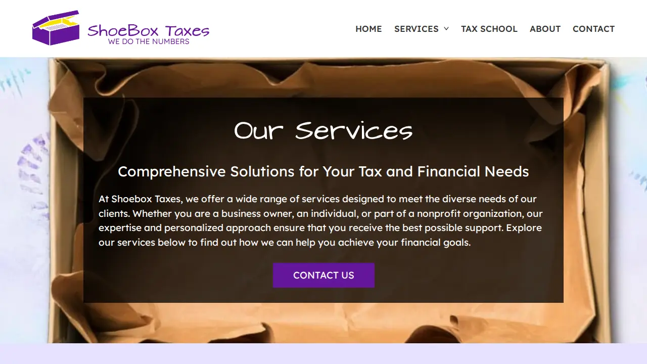 ShoeBox Taxes page