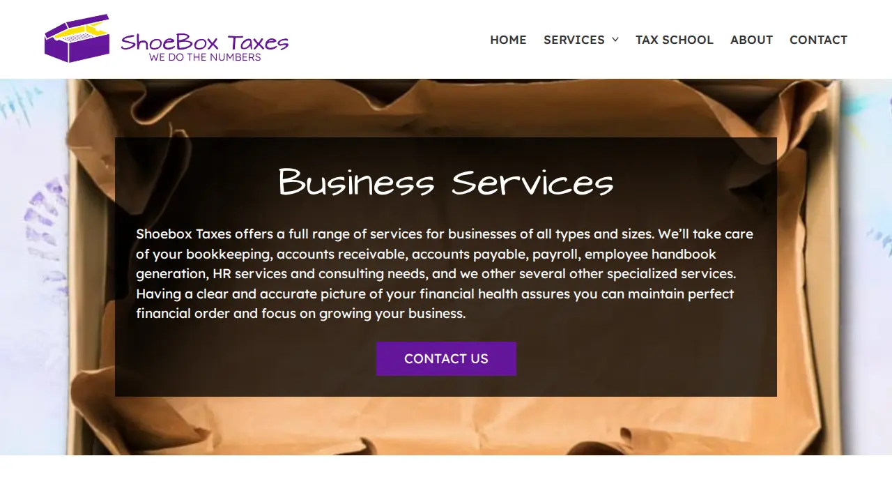 ShoeBox Taxes page
