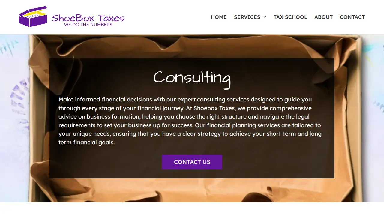 ShoeBox Taxes page