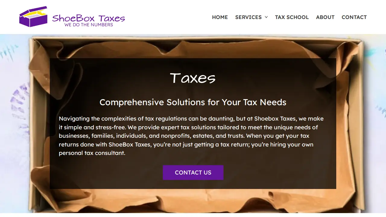 ShoeBox Taxes page