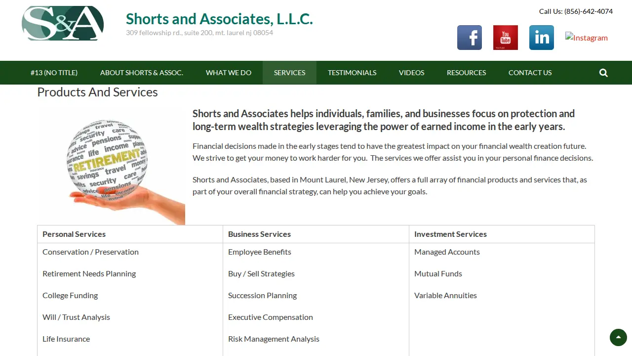 Shorts & Associates page