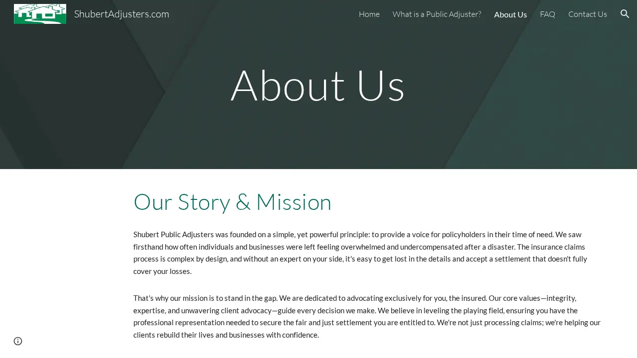 Shubert Public Adjusters page