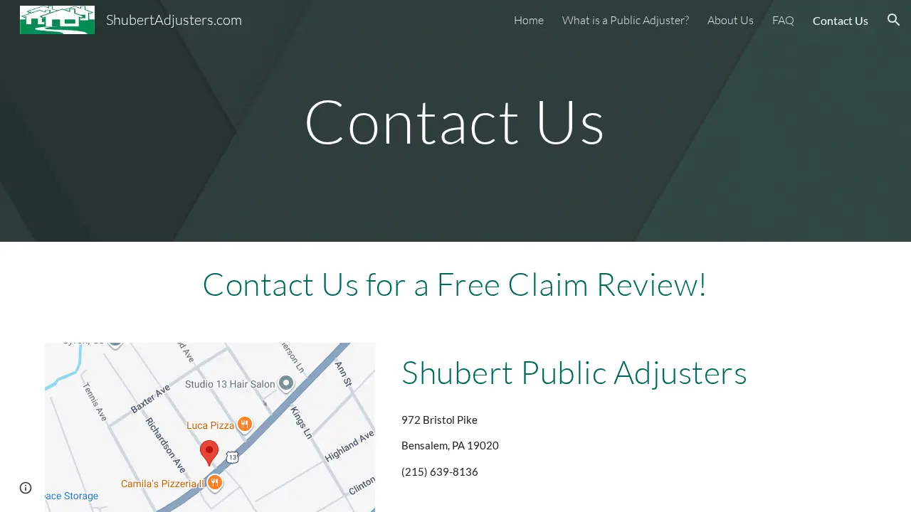 Shubert Public Adjusters page