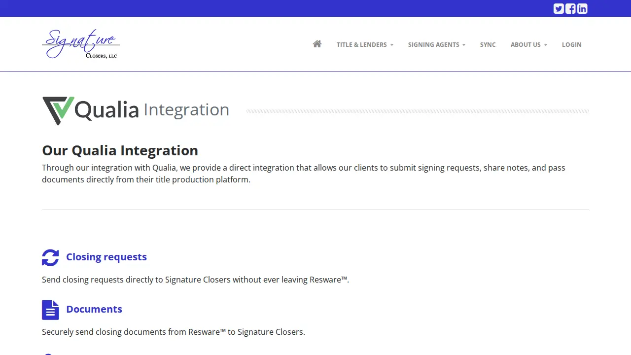 Signature Closers page