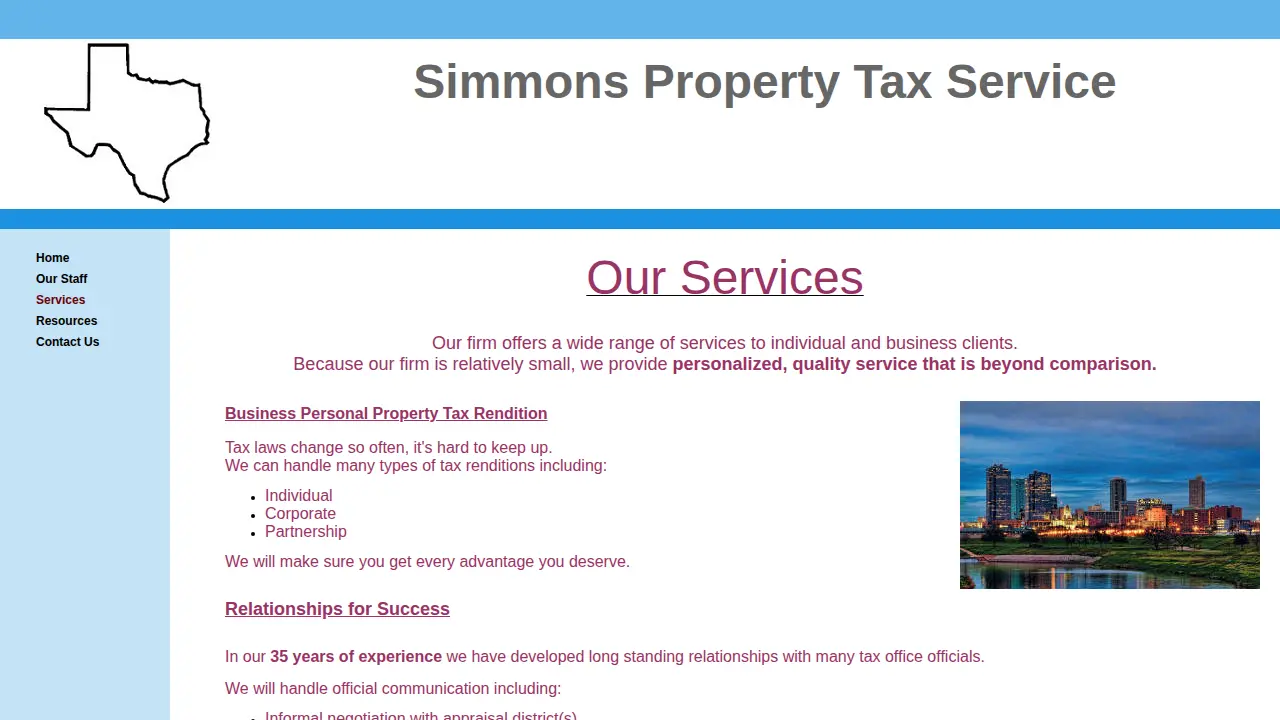 Simmons Property Tax page