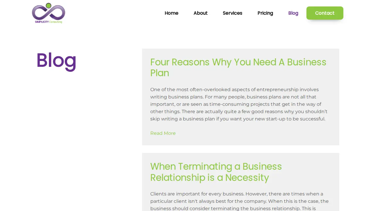 Simplicity Consulting page