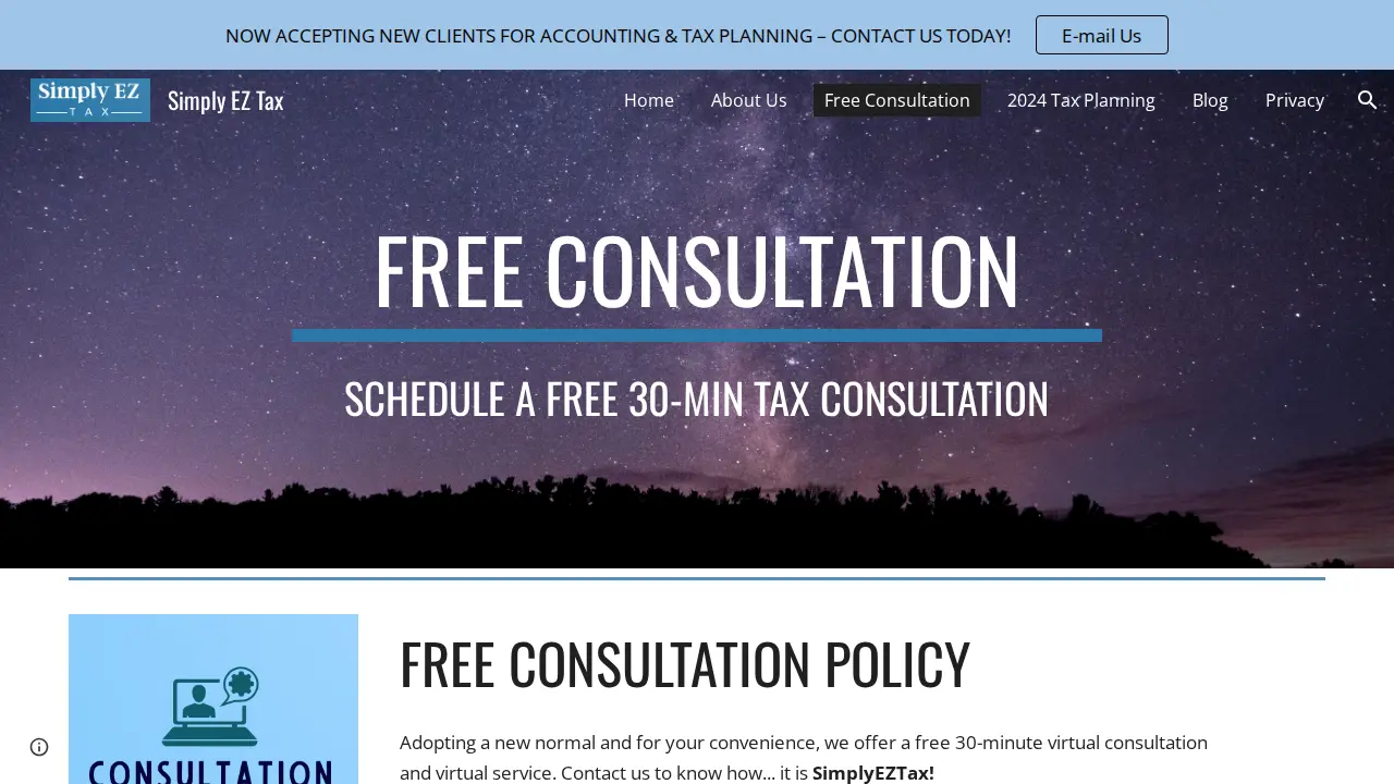 Simply EZ Tax page