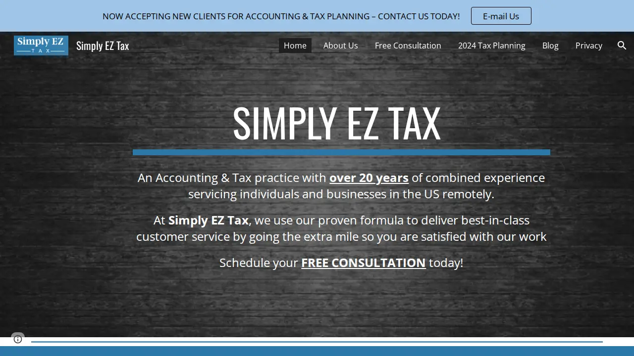 Simply EZ Tax page