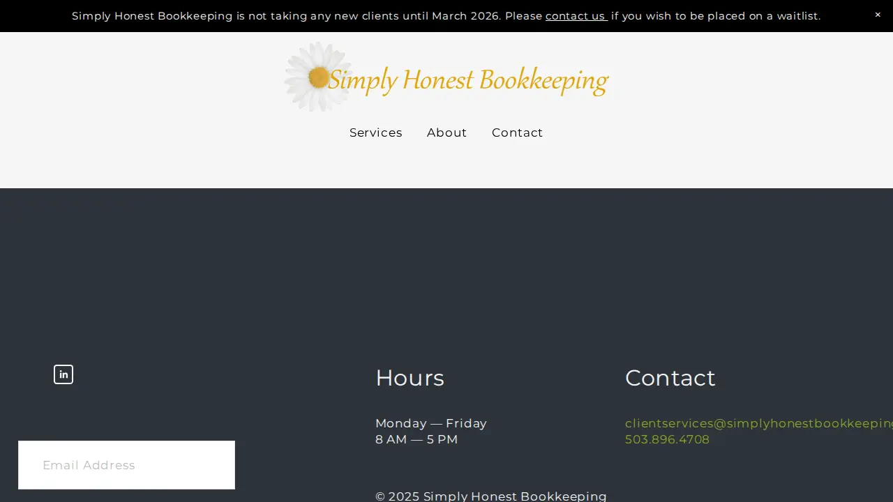 Simply Honest Bookkeeping page