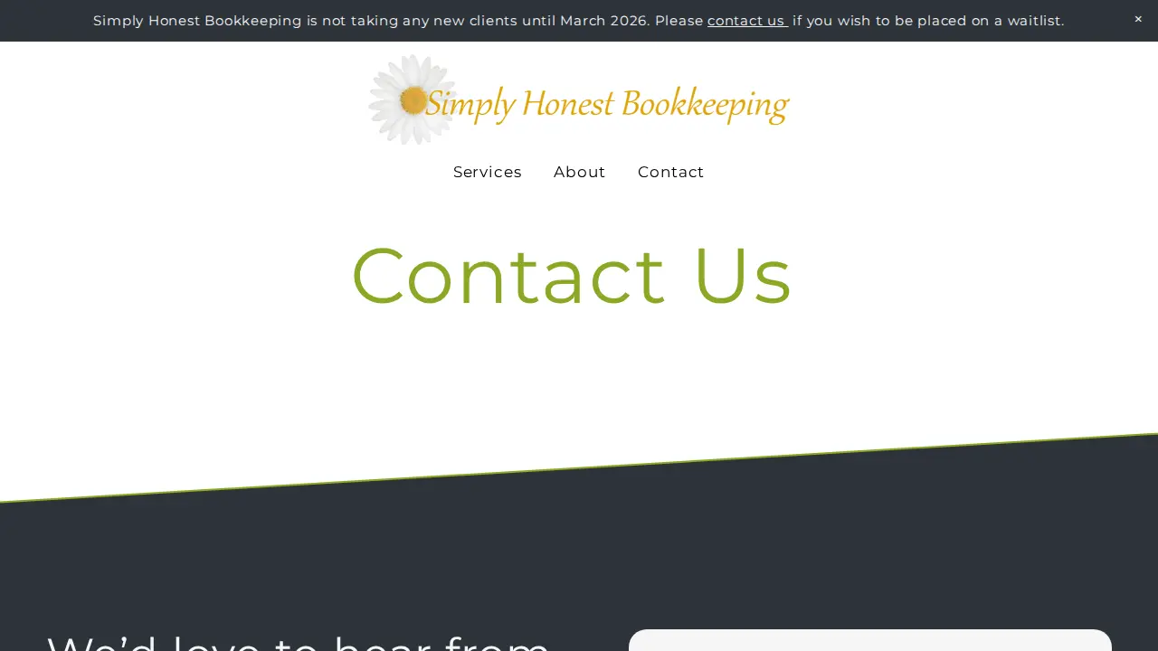 Simply Honest Bookkeeping page