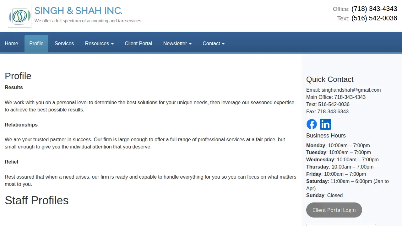 Singh & Shah Inc page