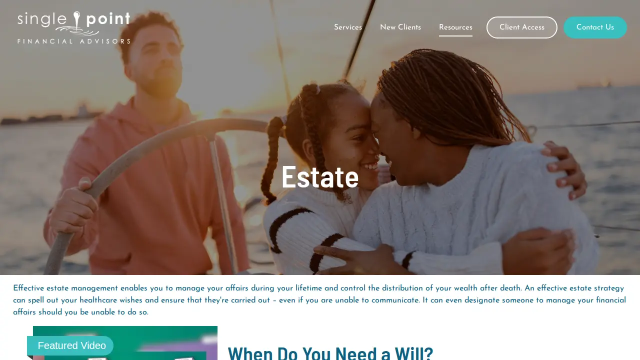 Single Point Financial page
