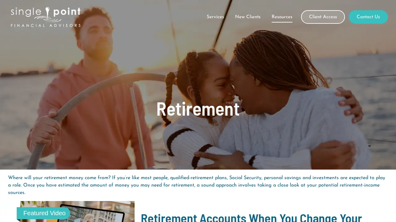 Single Point Financial page