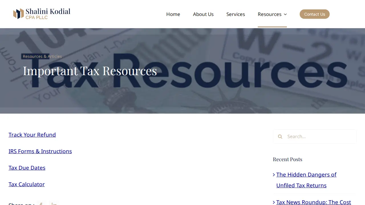 Shalini Kodial CPA PLLC page