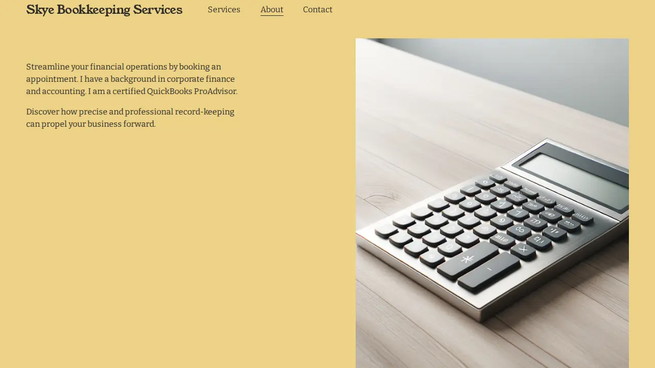 Skye Bookkeeping Services page