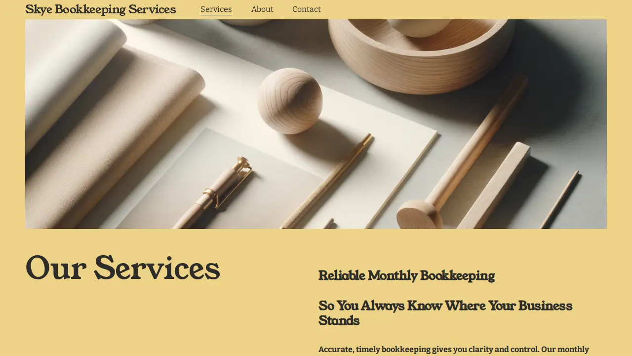 Skye Bookkeeping Services page