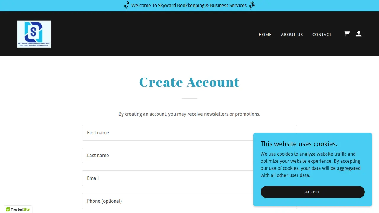 Skyward Bookkeeping Services page