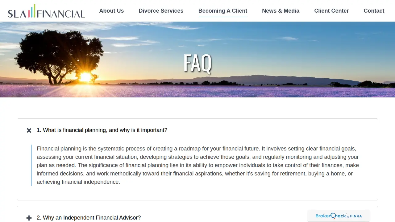 SLA Financial page