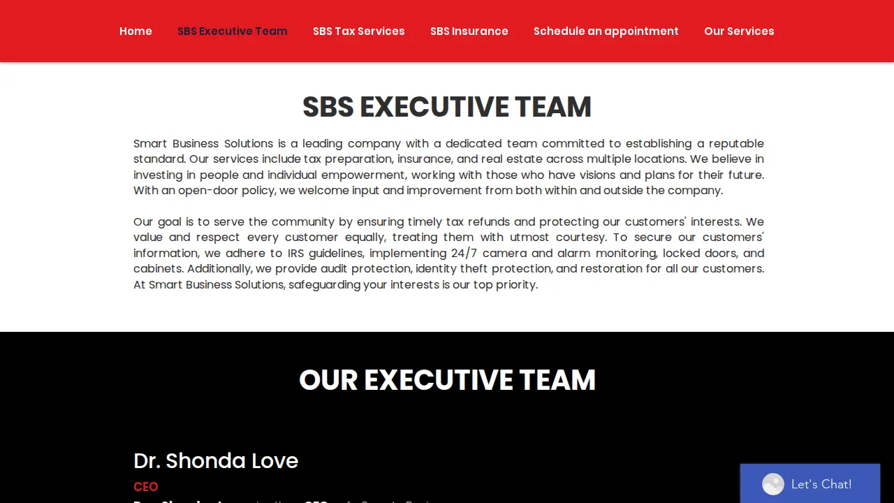 SBS Tax Services page