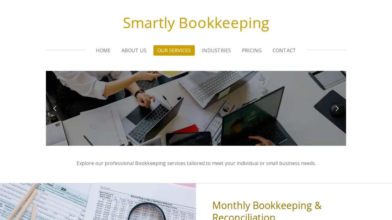 Smartly Bookkeeping page