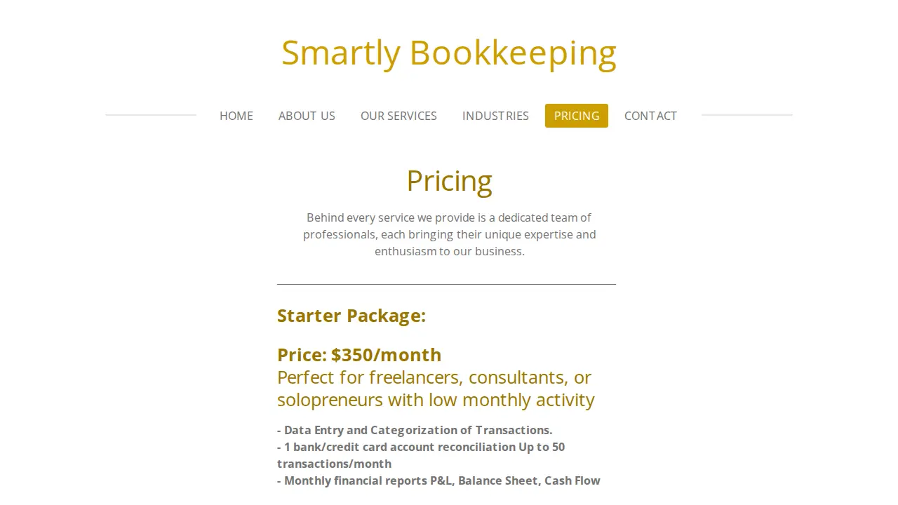 Smartly Bookkeeping page