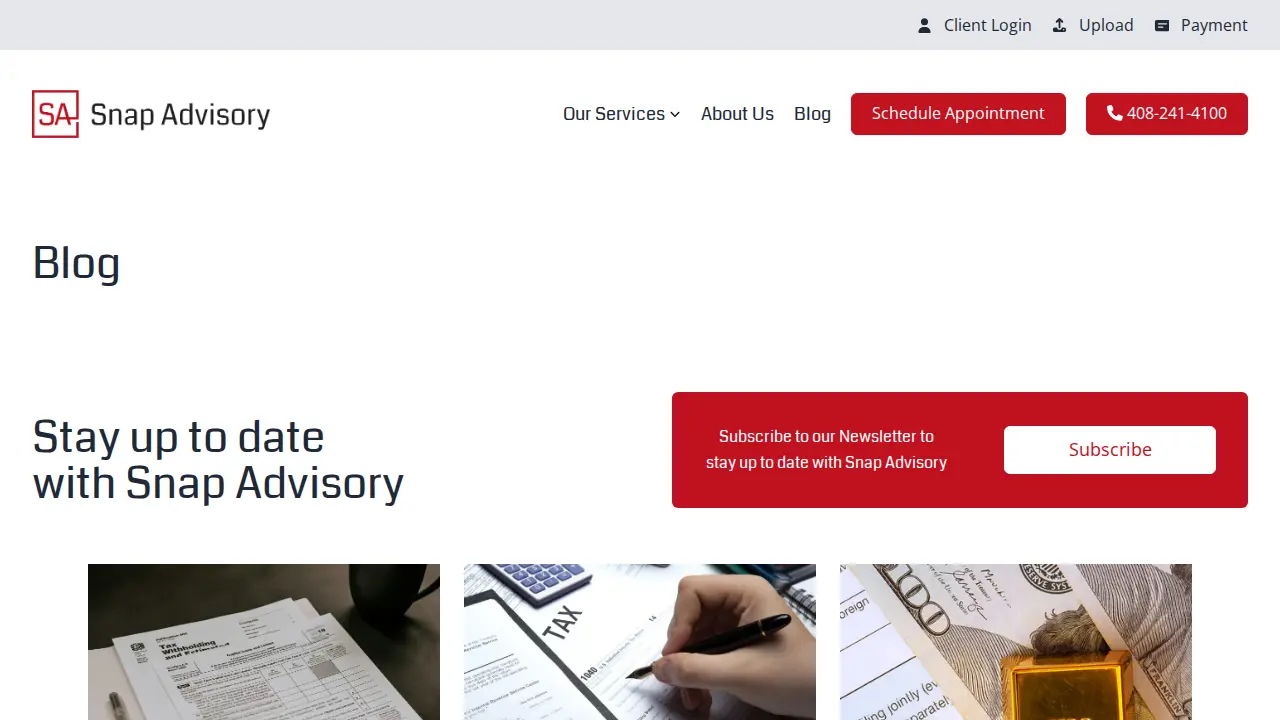 Snap Advisory - Tax, Accounting, & vCFO page