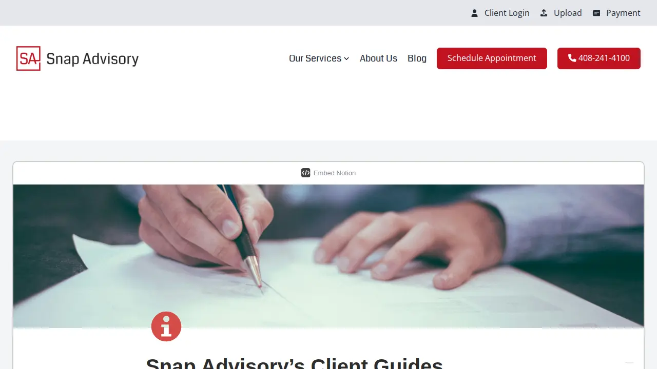 Snap Advisory - Tax, Accounting, & vCFO page