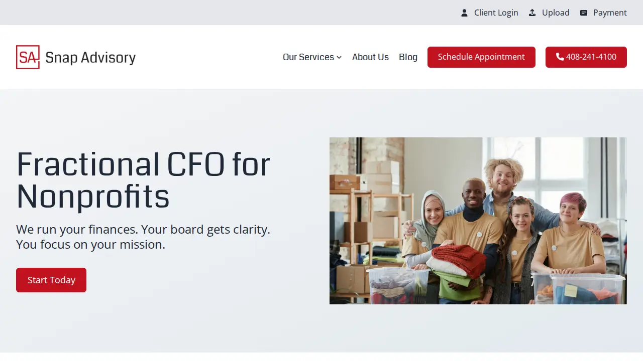 Snap Advisory - Tax, Accounting, & vCFO page