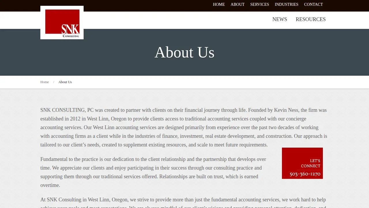 SNK Consulting, PC page