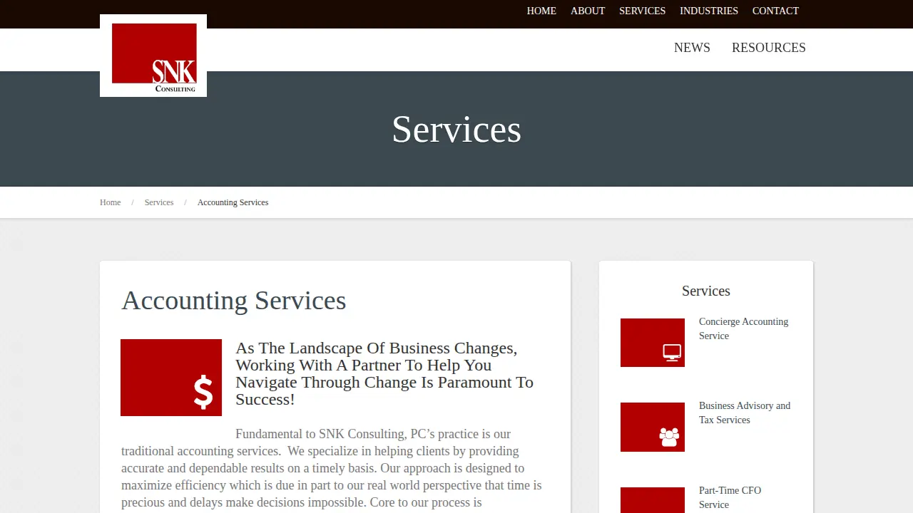 SNK Consulting, PC page