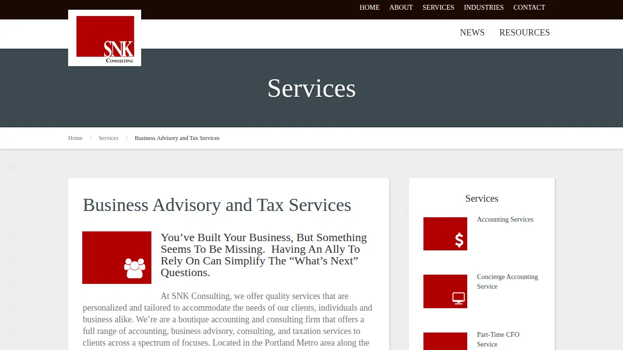 SNK Consulting, PC page