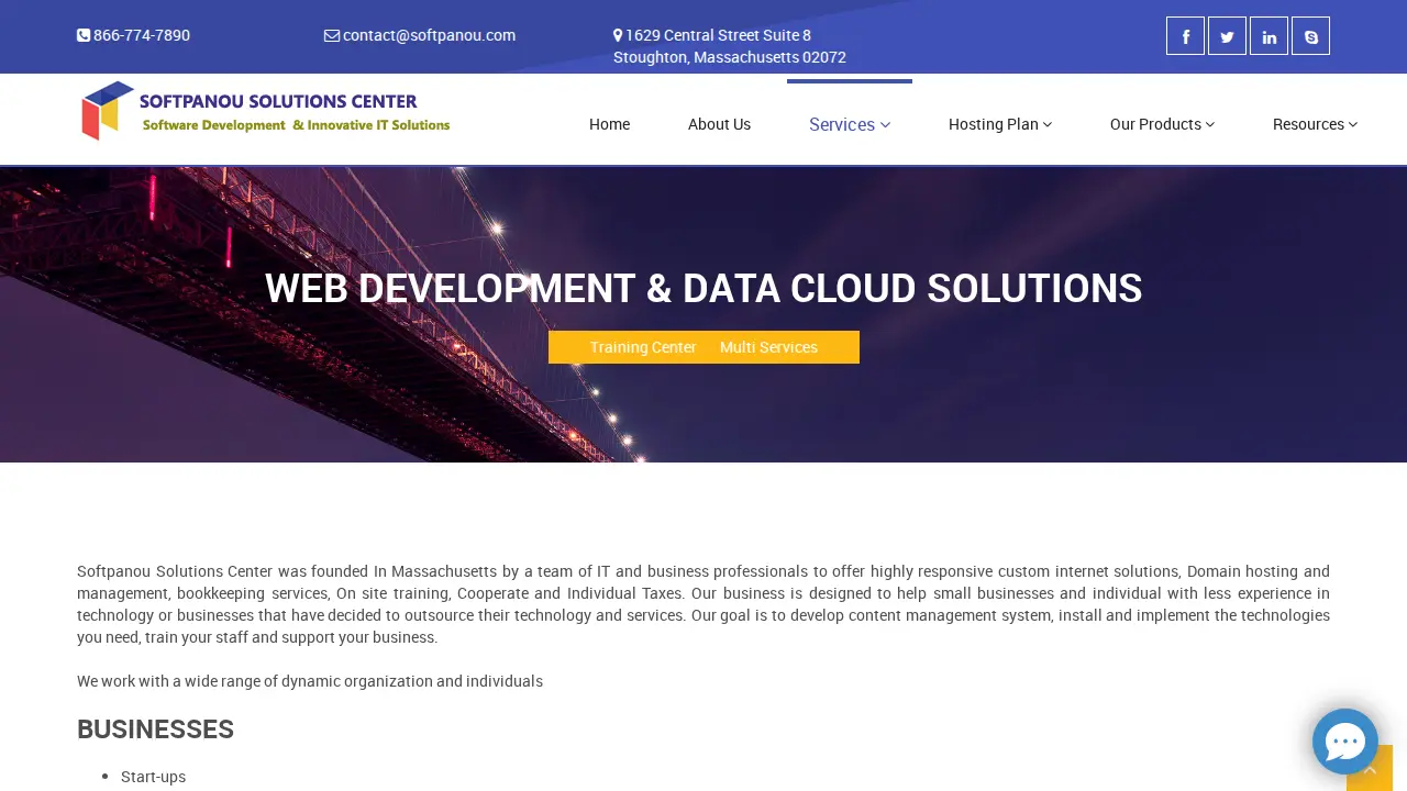 Softpanou Solutions Center page