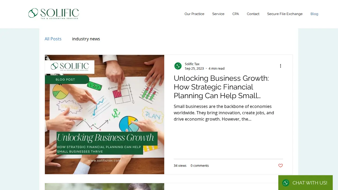 Solific Tax & Accounting Services page