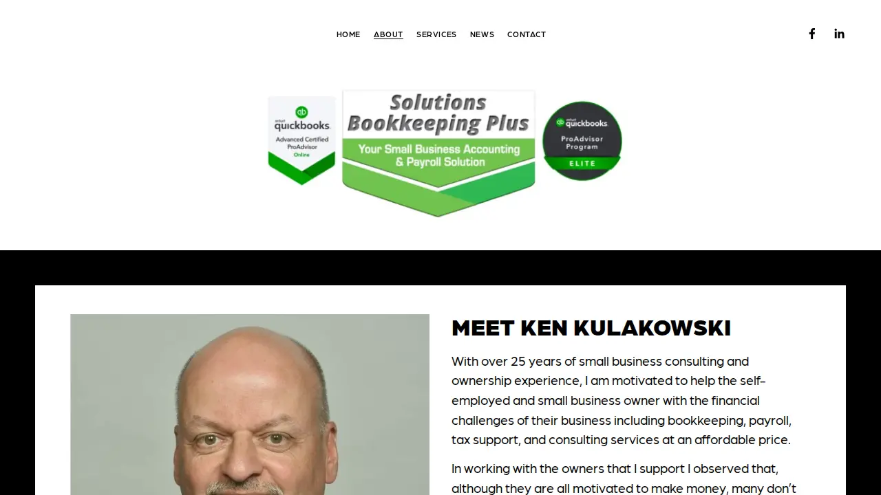 Solutions Bookkeeping Plus page