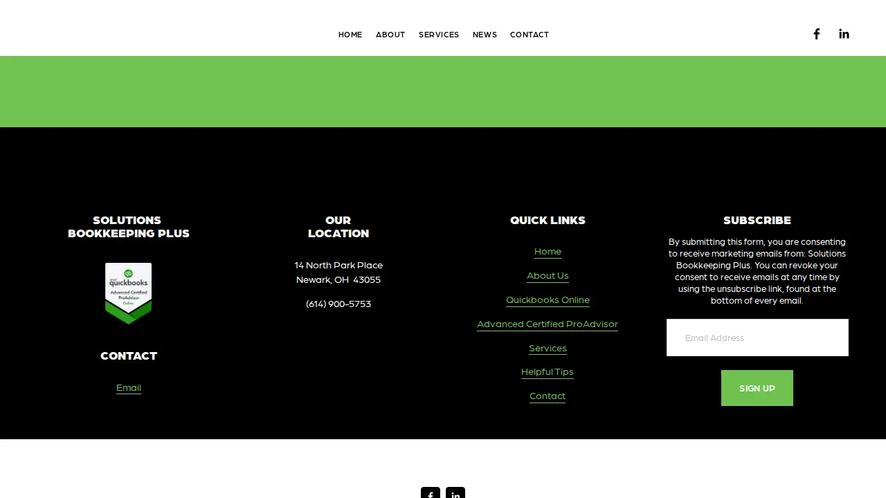 Solutions Bookkeeping Plus page