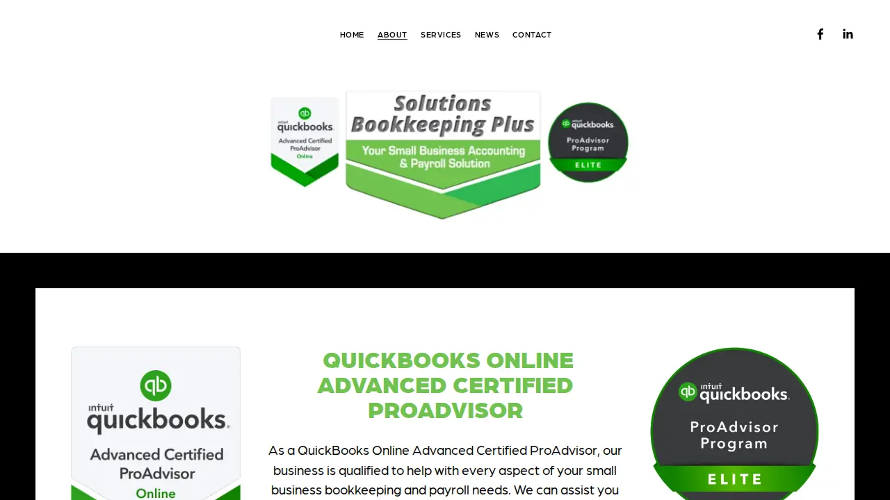 Solutions Bookkeeping Plus page