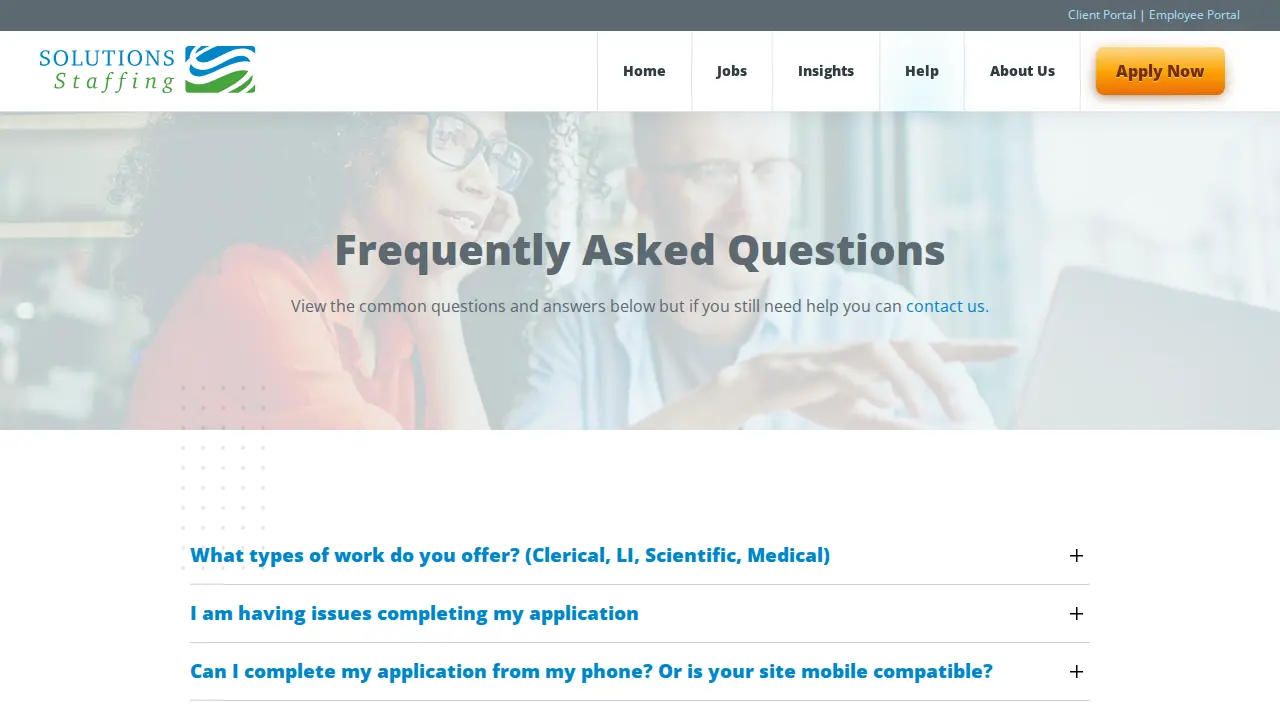Solutions Staffing - Downtown Branch page