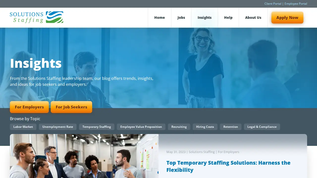 Solutions Staffing - Downtown Branch page
