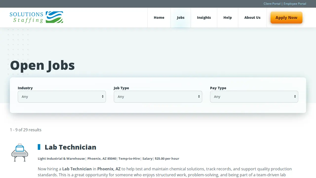 Solutions Staffing - Downtown Branch page