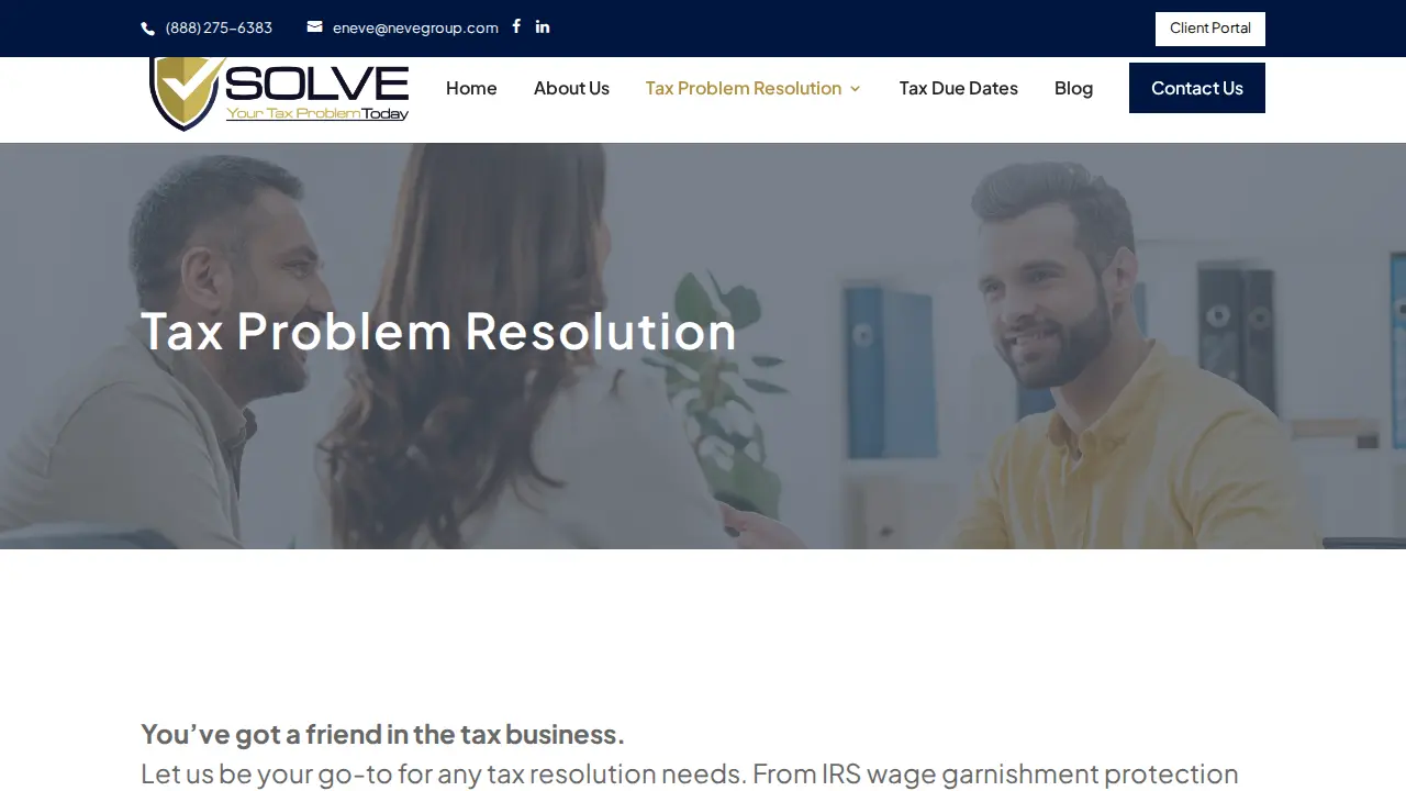 Solve Your Tax Problem TODAY page